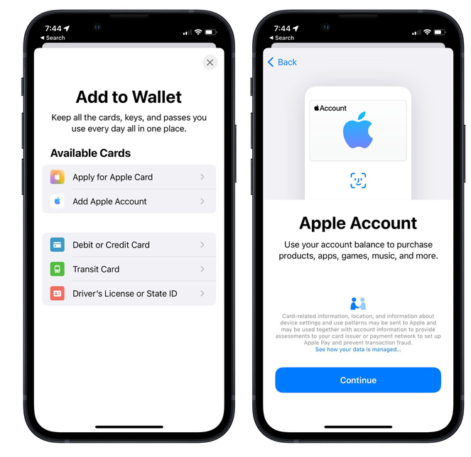 玛沁苹果手机维修分享iOS 15.5钱包App如何添加 Apple 账户 